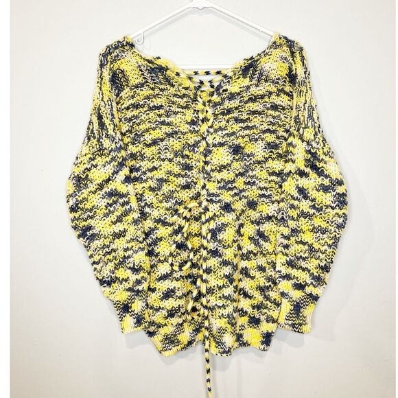 Anthropologie raga chunky knit tie back sweater yellow - Picture 2 of 4